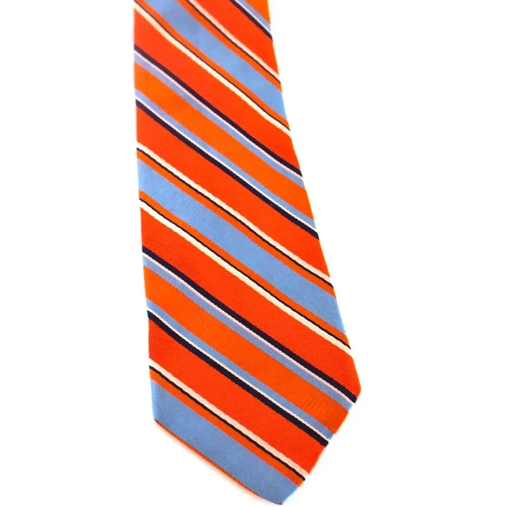 Tommy Hilfiger Silk Ties Lot Of 2 Classic Orange Stripe Black Geo Career Preppy